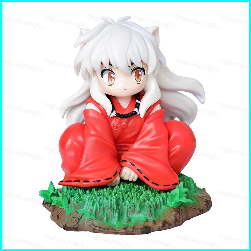 HT2 Inuyasha Sesshoumaru Chibi Ngồi xổm Anime Sưu Tập Nhân Vật Hành Động Trang Trí TH2