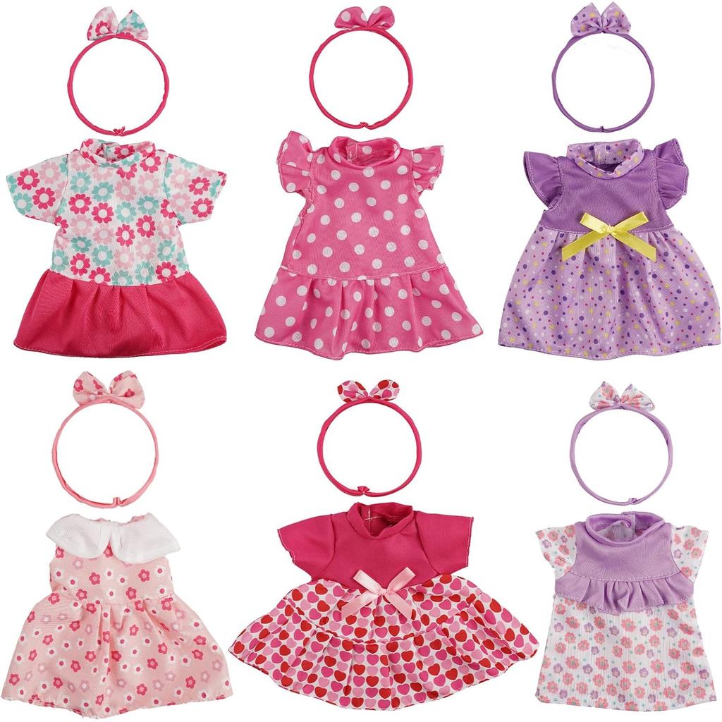 BABESIDE 6 Bộ Quần Áo Và Phụ Kiện Búp Bê Cho Bé Gái Búp Bê Nhỏ 10-12 Inch, 6 Váy Búp Bê Cho Bé Có 6 