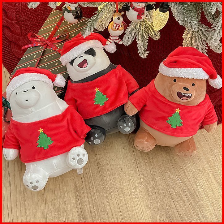 BH2 Giáng Sinh We Bare Bears Sang Trọng Búp Bê Quà Tặng Cho Bé Gái Trang Trí Nhà Xmas Grizzly Panda 