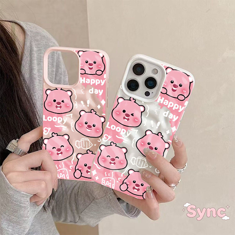 Ốp Lưng iPhone Loppy Hồng Nếp Gấp Sóng cho iPhone 11 12 13 14 15 16 ProMax X XR XS Max 7 8Plus-SC