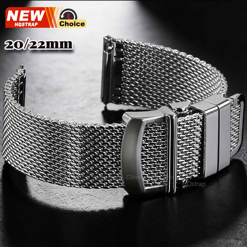 Dây đeo đồng hồ bằng thép không gỉ 0,8Mesh Milanese 20mm 22mm cho vòng đeo tay Seiko cho đai IWC Dây