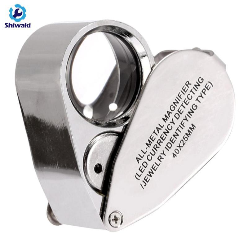 Kích thước túi được chiếu sáng Jewel Loupe với đèn LED kép phóng đại 40X, Kim cương, Đá quý, Pha lê