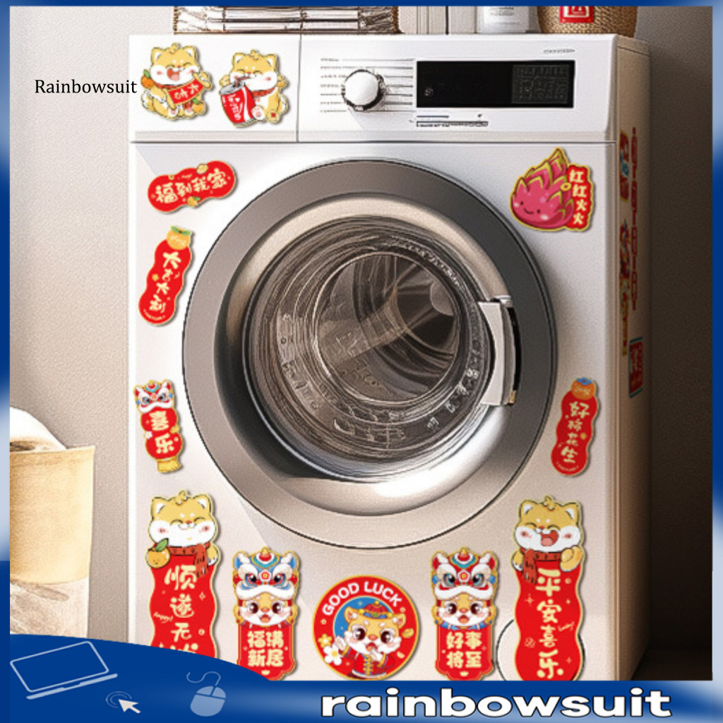 [RB] Chúc may mắn Nam châm tủ lạnh 6 chiếc Nam châm tủ lạnh năm mới Tết Nguyên đán Nhãn dán tủ lạnh 
