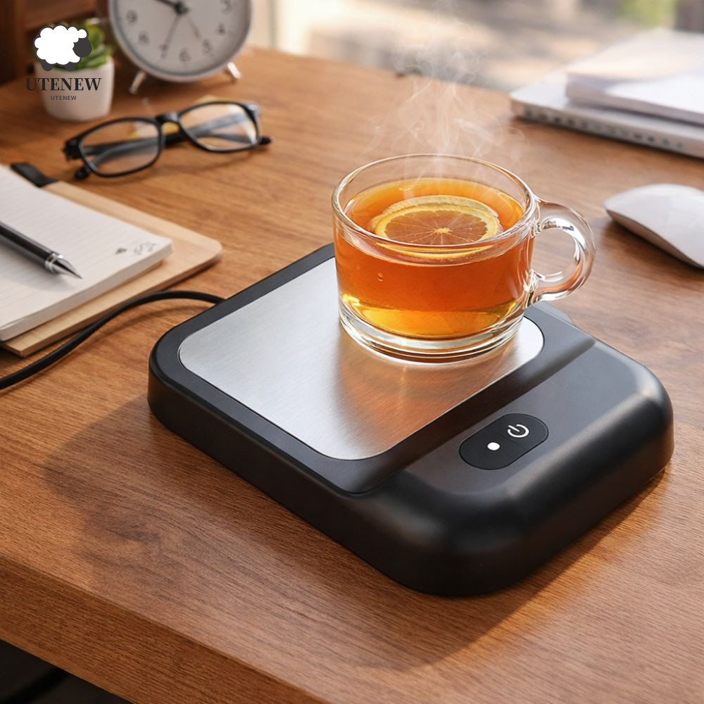 Máy hâm nóng cốc điện UTENEW, Máy hâm nóng cốc cà phê có độ ồn thấp thông minh, Máy sưởi cốc tiết kiệm năng lượng Làm nóng nhanh Đế chống trượt Tấm sưởi ấm cốc mùa đông