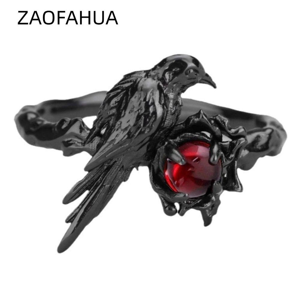 ZAOFAHUA Nhẫn Raven Đen Cho Cosplay, Điều Chỉnh Được, Quà Tặng Phù Hợp