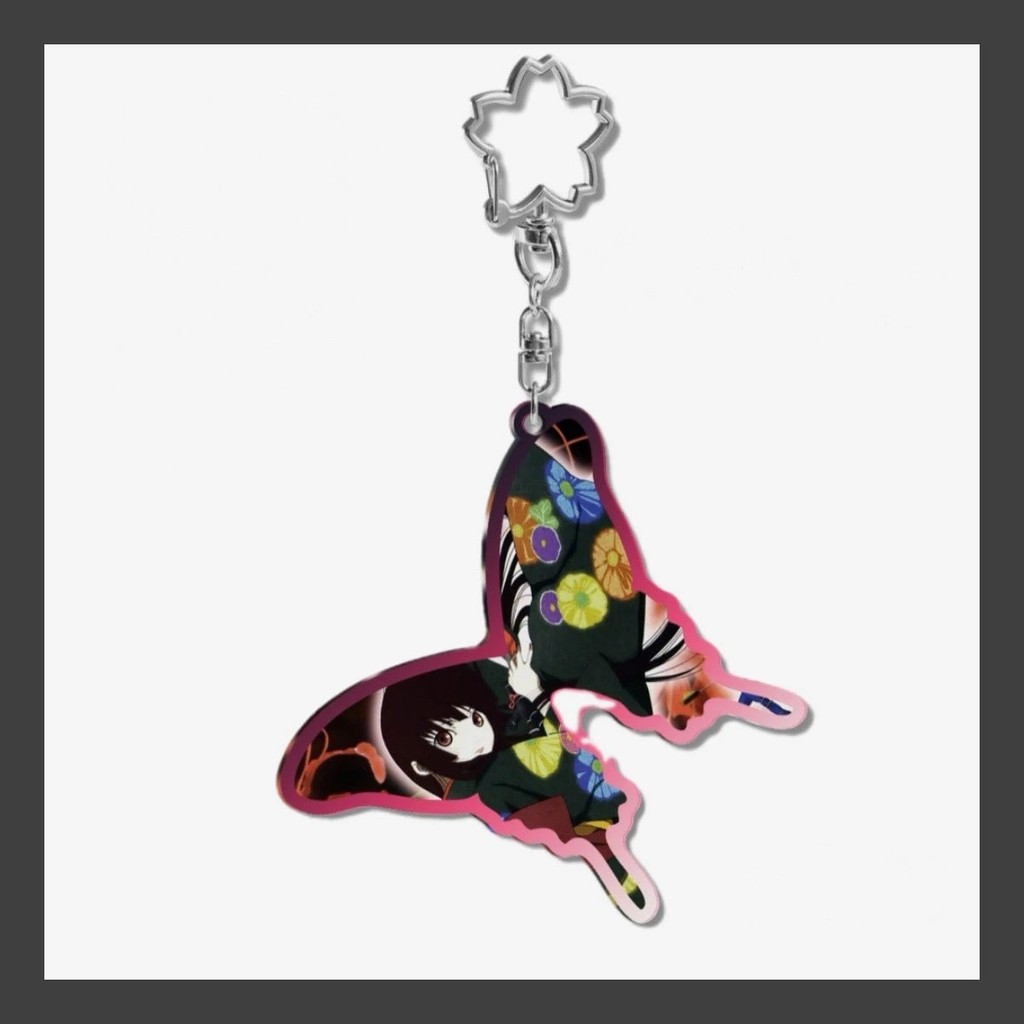 Móc khóa Anime Jigoku Shoujo Hell Girl Enma Ai hình bướm mica acrylic trong suốt trang trí cặp sách 