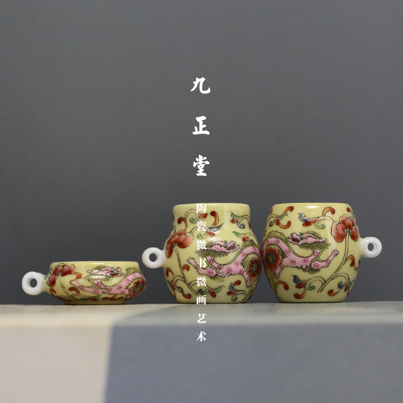 Bộ 3 Cóng - Cóng Khuyên - Cóng chim vẽ tay - Cửu Chính Đường - Rồng