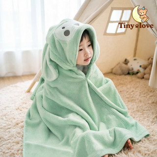 Khăn tắm bé áo choàng tắm nhung san hô mềm mại thân thiện da lau khô nhanh hoạt hình dễ thương có mũ