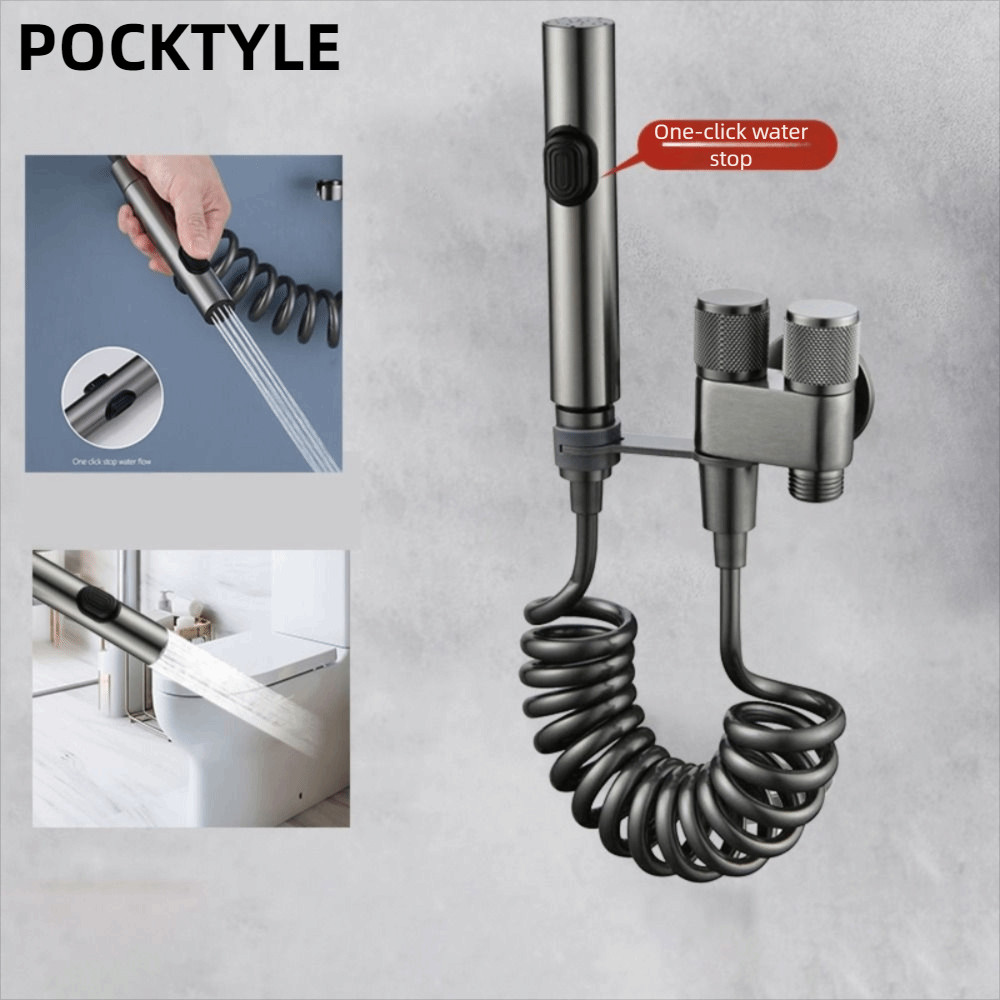 POCKTYLE Vệ Sinh Bidet Sprayer, Double Outlet Chất Liệu Thép Không Gỉ Máy Phun Bidet Cầm Tay, Thiết 