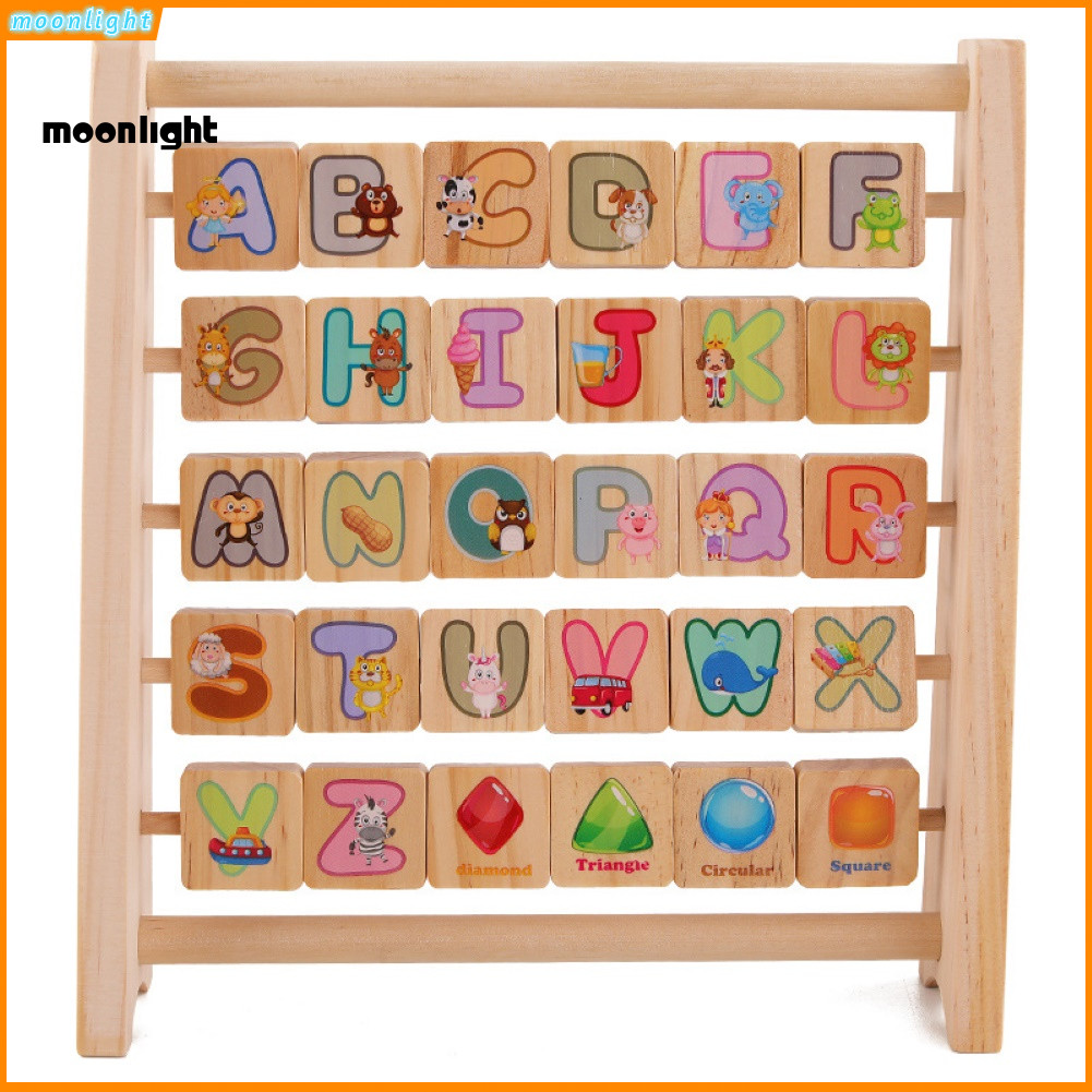 [MO] Kids Letter Animal Wood Flip Blocks Frame Puzzle Game Đồ chơi học tập giáo dục