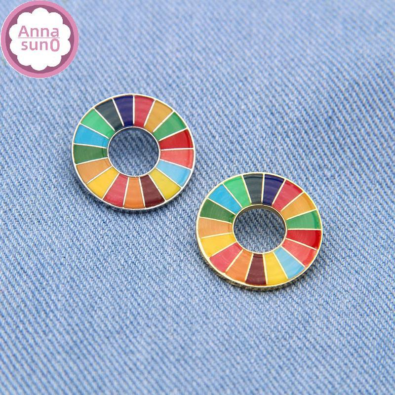 Annasun Enamal 17 Màu Mục tiêu phát triển bền vững Trâm cài Liên Hợp Quốc SDG Pin HG