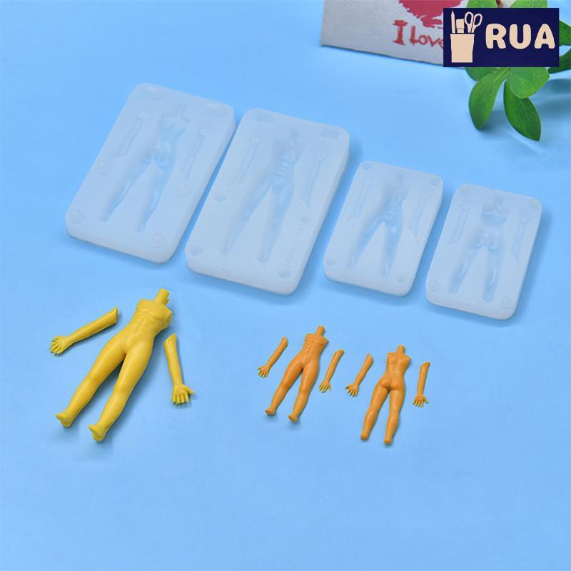 RUA 1 Bộ Đất Sét Polymer Nam Búp Bê Cơ Thể Torso Khuôn Silicon Fondant / Nhựa Đất Sét DIY Búp Bê Điê
