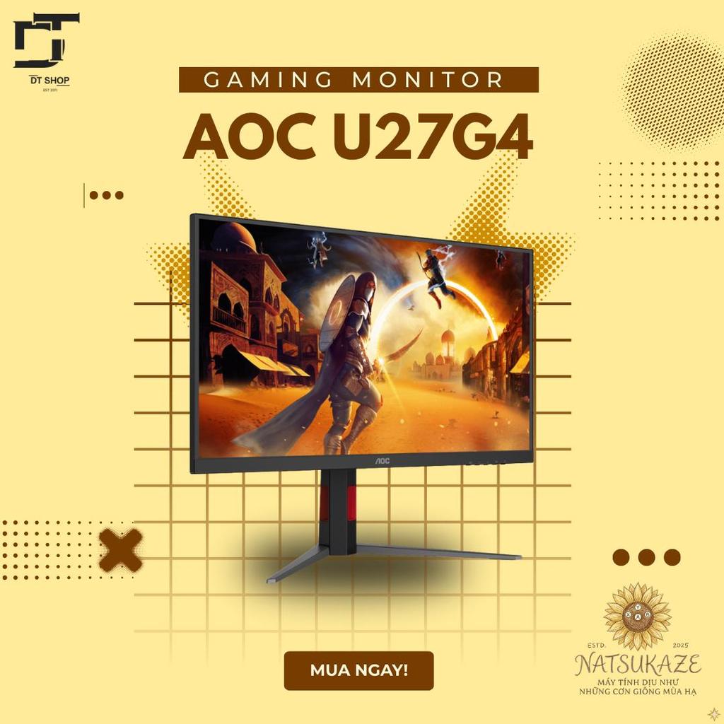 Màn Hình Gaming AOC U27G4 27" 4K UHD (3840x2160) - 160Hz, Fast IPS, 1ms, Sắc Nét Tột Đỉnh  Natsukaze