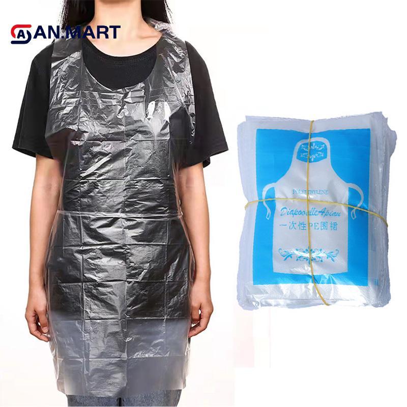 AN.MART 50 / 100 Chiếc Tạp Dề Nhựa Dùng Một Lần Eco Flat Pa Bảo Vệ Cơ Thể Trong Suốt Áo Choàng Chống