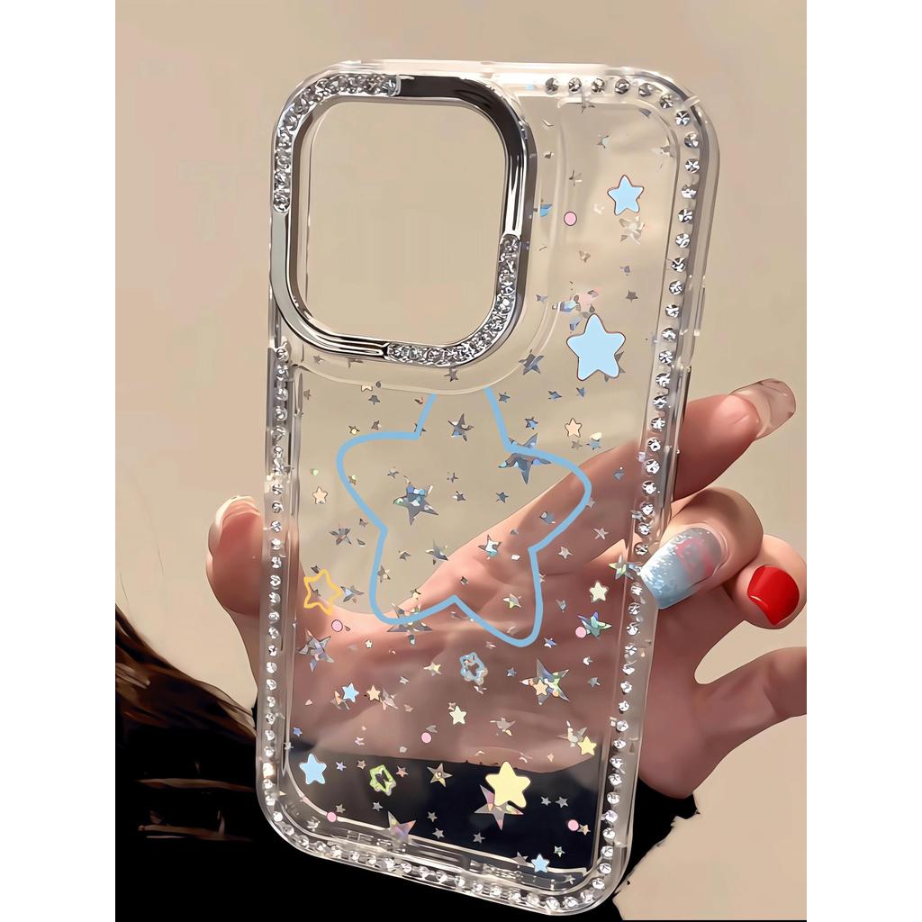Hình sao màu xanh Đối với iPhone 17PROMAX/15Plus Flash Drill Case 16/14