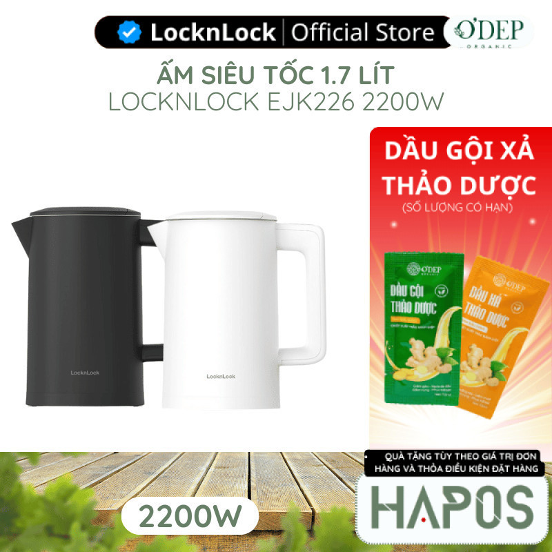 Ấm đun siêu tốc LocknLock 1.7 Lít 1850-2200W Digital Electric Kettle  EJK226, Hàng chính hãng - HAPO