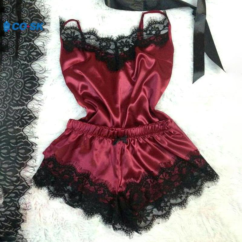 COSK Bộ Đồ Ngủ Nữ Ren Viền Satin - Pajama Set