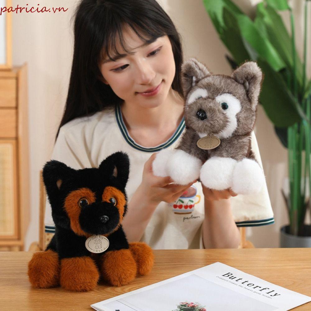 HTGHTG Huksy Búp bê sang trọng, Đồ chơi nhồi bông Schnauzer cho chó ngồi, Đồ chơi Raccon sang trọng 