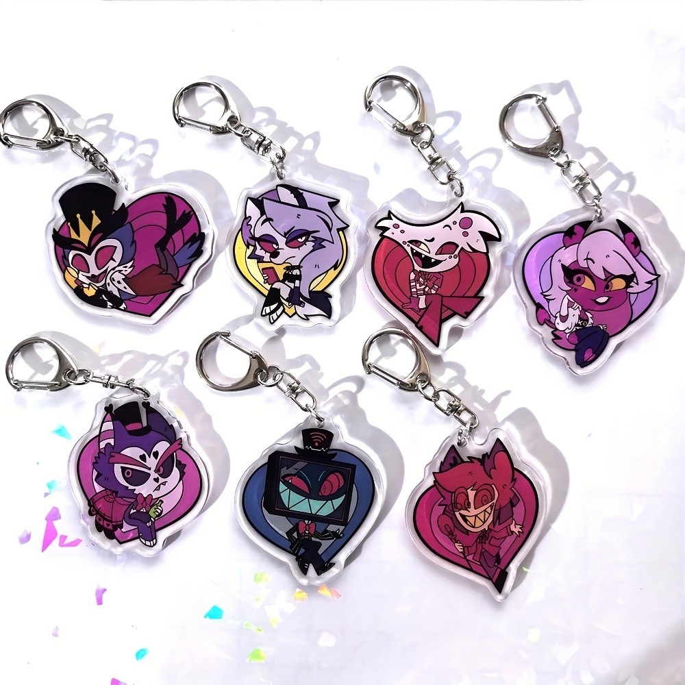 Anime Hazbin Hotel Figures Q Edition Acrylic Key Rings Fashion Anime Action Figure Collection