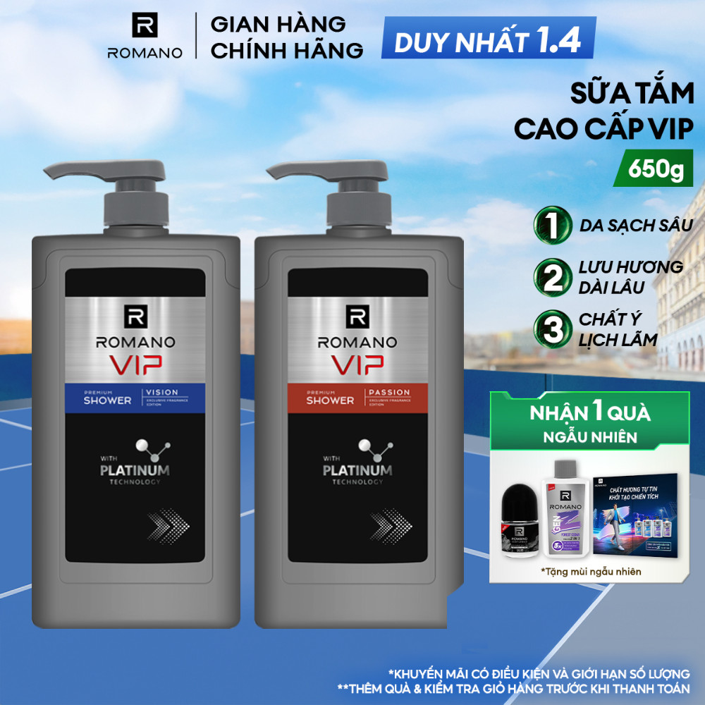 Sữa tắm nam cao cấp Romano VIP mạnh mẽ bí ẩn Passion / Vision 650g