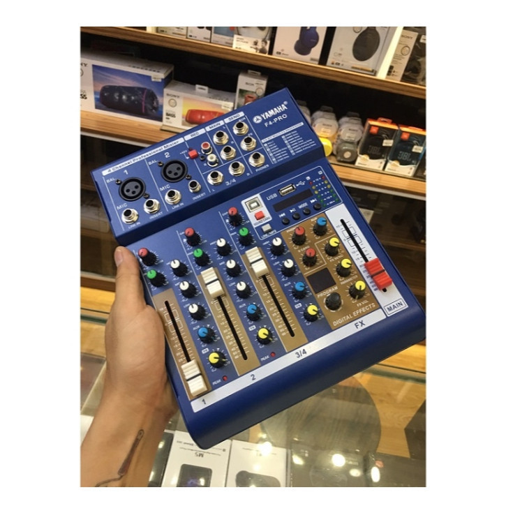 Mixer Yamaha F4 Pro + Tặng kem 2 jack chuyển 6,5 ra hoa sen - Gia Khang shop