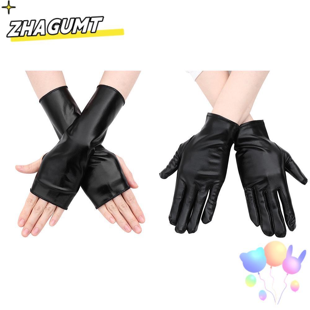 Găng tay da ZHAGUMT Gothic PU Mittes Gothic Punk Halloween