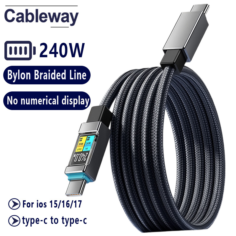 Cáp dữ liệu bện sạc nhanh kép Type-C Sạc nhanh 240W không có chức năng hiển thị kỹ thuật số, Thích h