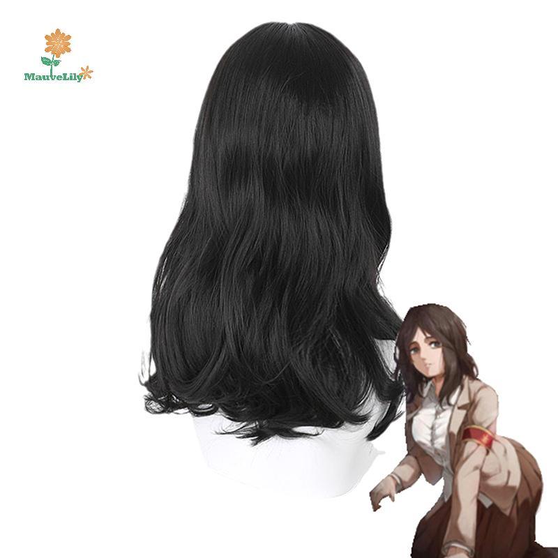 Tóc giả cosplay Attack On Titan Pieck Finger, 60cm đen, tổng hợp chịu nhiệt, đạo cụ Halloween và vai