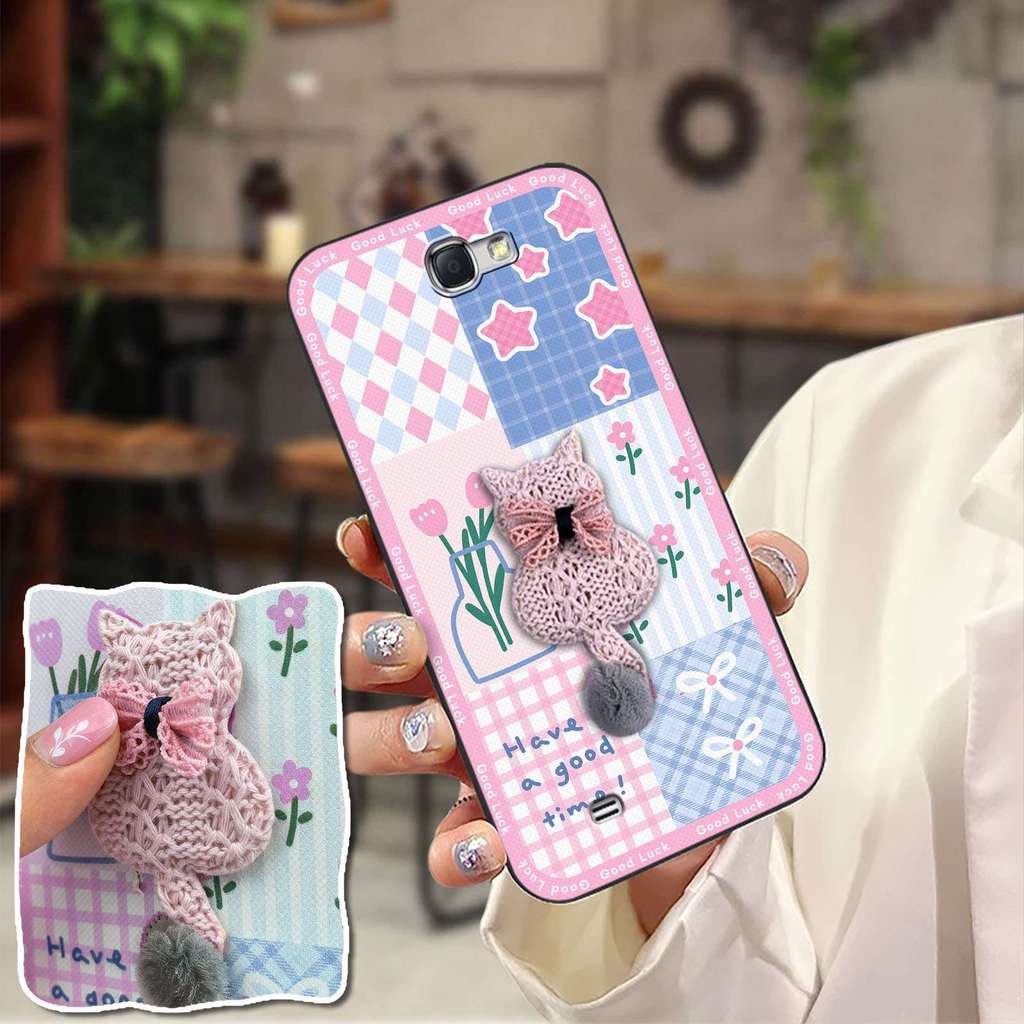 Ốp Điện Thoại Miếng Dán Vải Sang Trọng Cho Samsung Galaxy Note2 / N7100 Ốp Lưng Silicon Ba Chiều Mềm