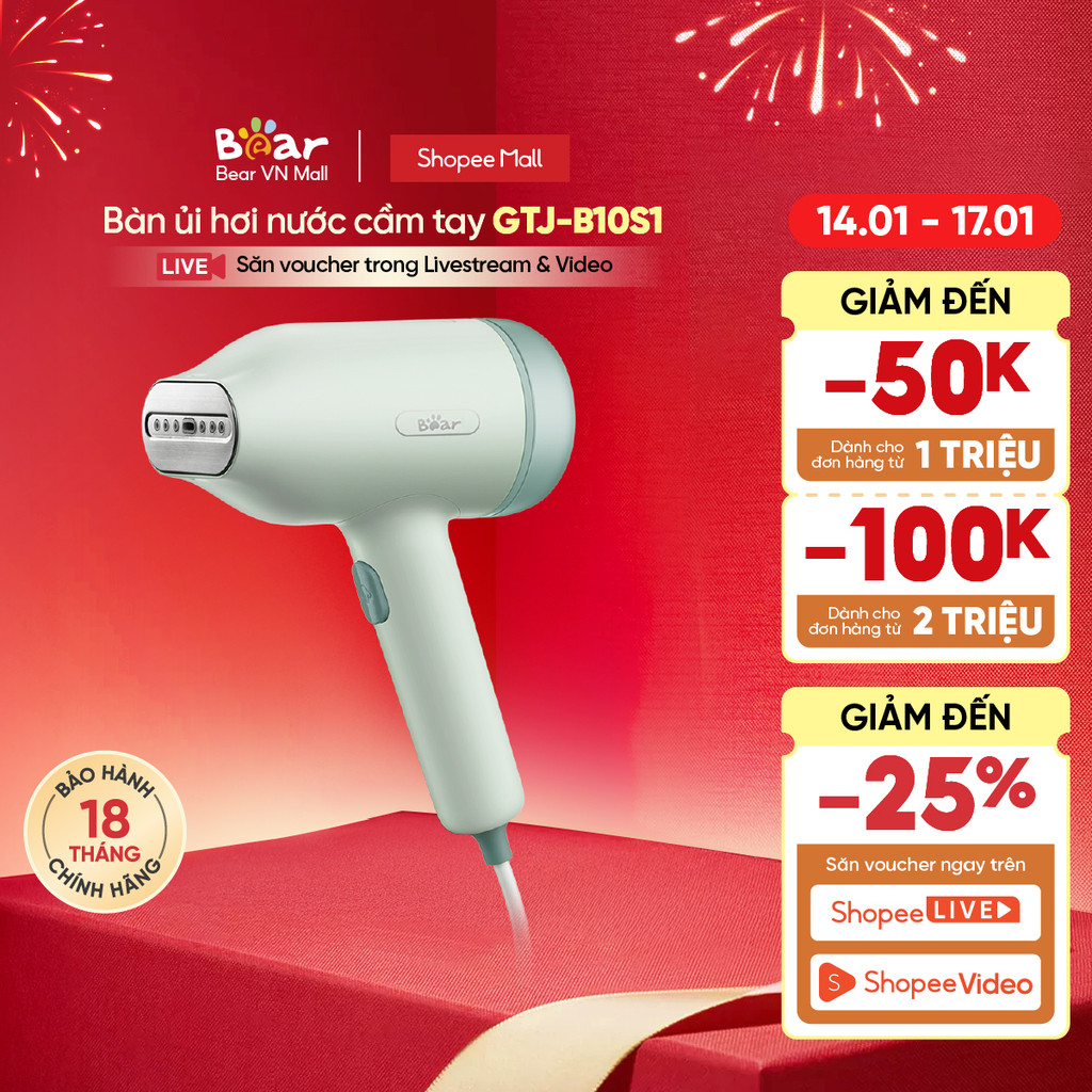 Bàn ủi hơi nước cầm tay Bear GTJ-B10S1 - Hàng chính hãng - Bảo hành 18 tháng
