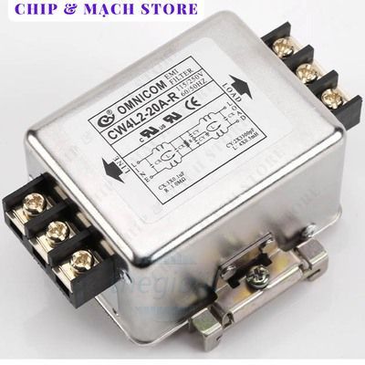 CW4L2-20A-R Bộ Lọc Nguồn 1 Pha 20A 115/250V Gắn Ray Chip & Mạch Store