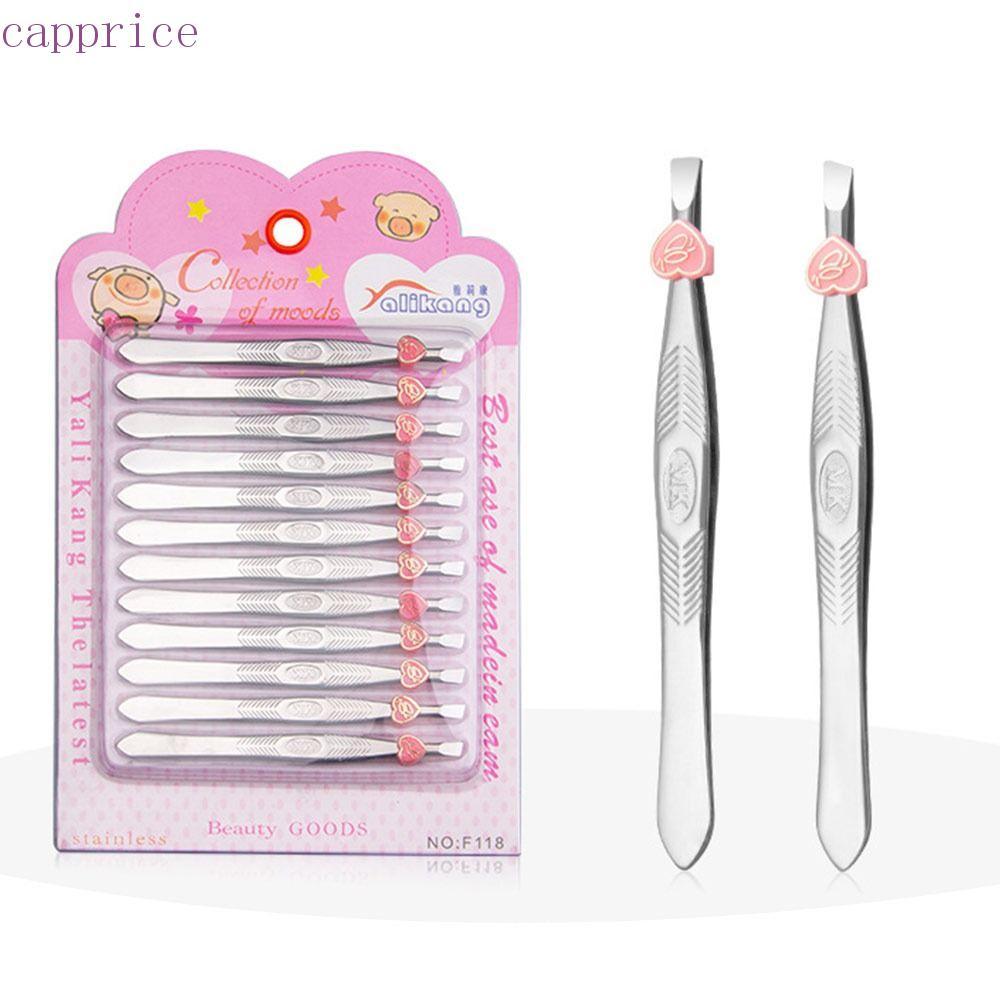 CAPPRICE 12 Nhíp chải lông mày, Nhíp kẹp thẳng bằng thép không gỉ / Nhíp kẹp vát chéo, Dụng cụ làm v
