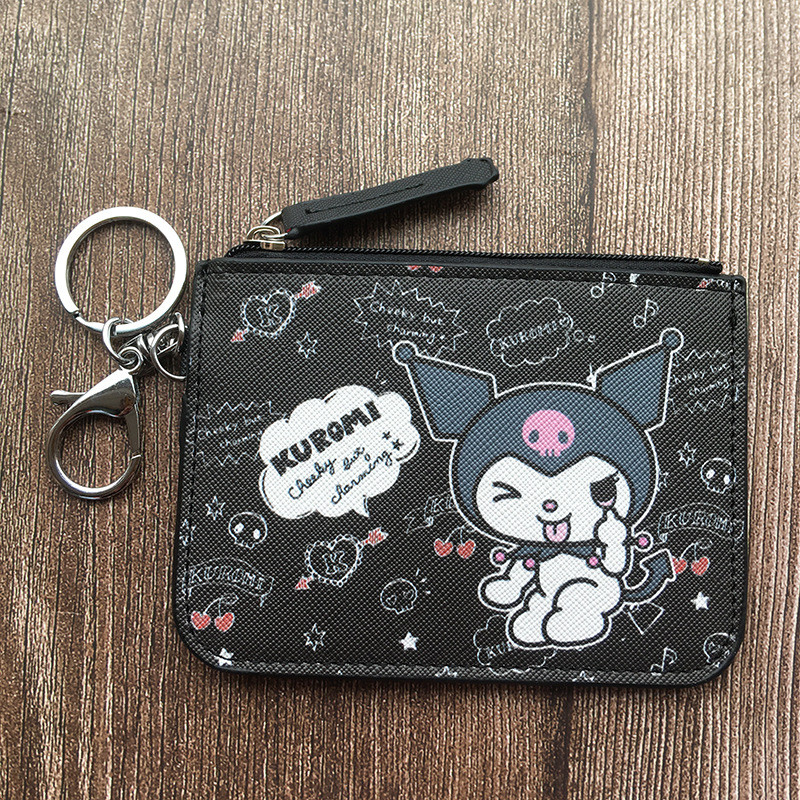 Sanrio Kuromi Ví Đựng Tiền Xu Ezlink Thẻ Pass Chủ Ví Đựng Tiền Xu Móc Khóa Da Pu Chống Thấm Nước Chố