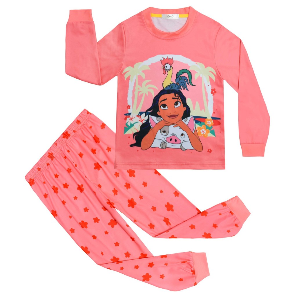 81253 Trẻ Em Bé Gái Moana In Áo Thun Top Quần Bộ Đồ Ngủ Bộ Đồ Ngủ
