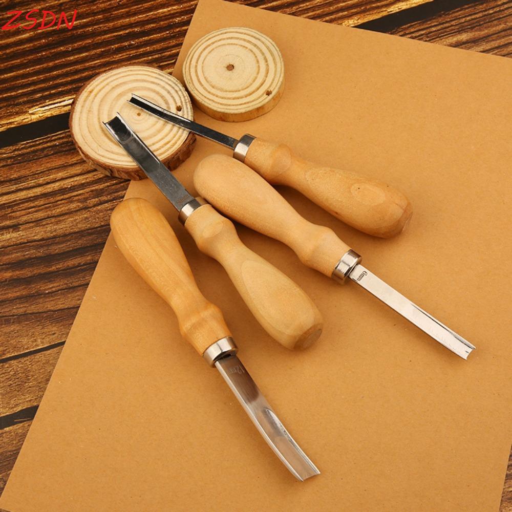 ZSDN Skiving Beveling Tool DIY Với Tay Cầm Gỗ A4 / A6 / A8 / A12mm Da Khắc Skinning Xẻng Da Thủ Công