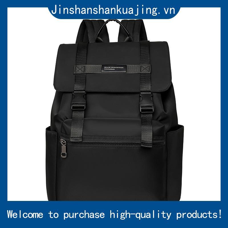 Balo da đi học DAVIES nữ nam chống nước nhiều ngăn local brand đen trơn đựng laptop 15 inch Leather 