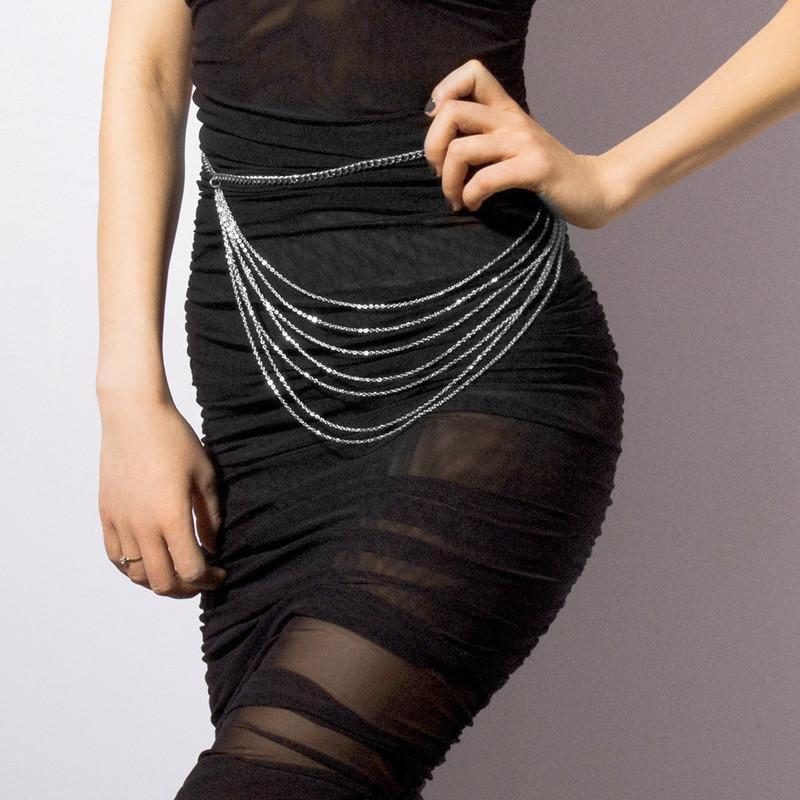 Thắt lưng hiphop nữ với dây xích, thời trang cho quần jean và body
