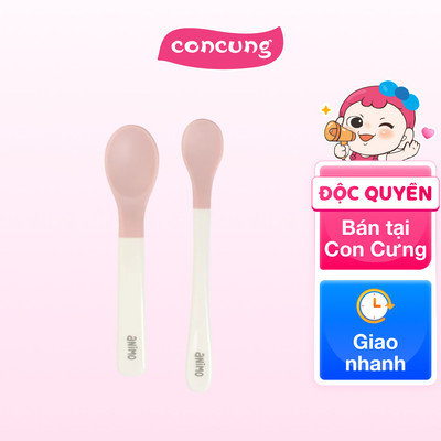 Vỉ 2 muỗng đầu mềm cho bé Animo (hồng, RK3704)