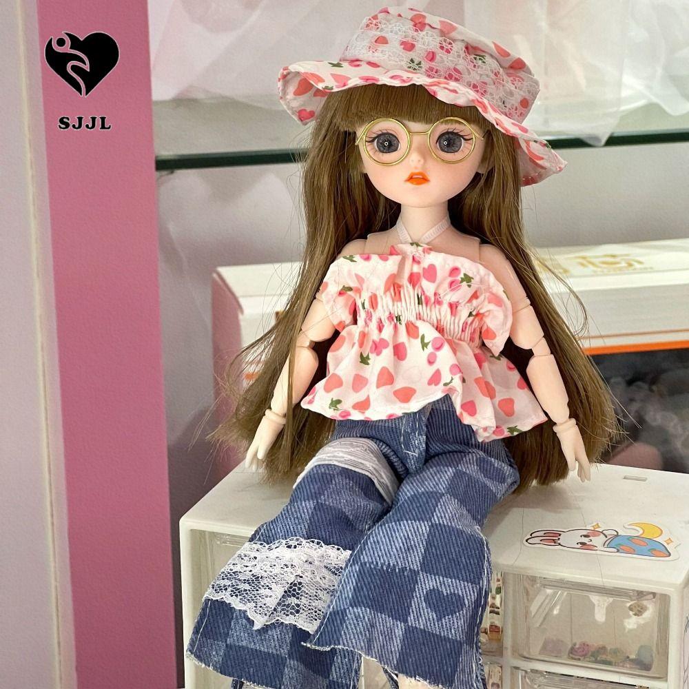 SJJL Big Eyes Princess BJD Doll, Mini Thick Hair 30cm Bjd Doll, Starry Eye Doll Sweet Cute Trang điể