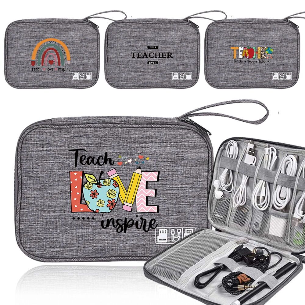 New Tas penyimpanan kabel data Teachers Day gift data cable storage bag can store data cables Teache