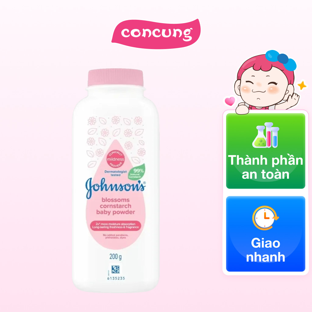 Phấn em bé hương hoa Johnson's Blossoms Cornstarch Baby Powder 200g