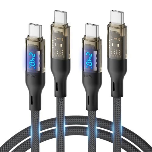 Cáp USB C sang USB C SOOPII 240W [4ft 2-Pack], Cáp USB C sạc nhanh có màn hình LED cho Galaxy S23 + 