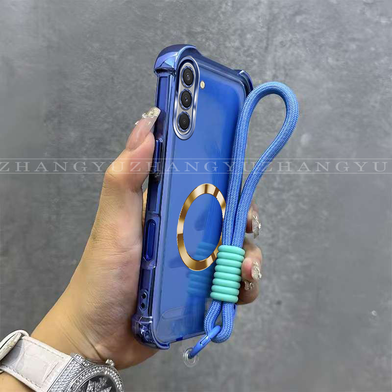Thích Hợp Cho Samsung A37 A57 Vỏ Điện Thoại Vàng Vòng Sạc Từ Tính Mới Dây Treo Chống Sốc Vỏ Bảo Vệ S