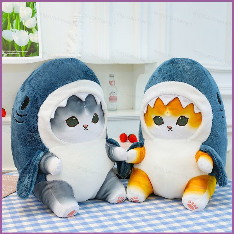 ZY1 Shark Cat Plushie Đáng Yêu Sang Trọng Đồng Hành Búp Bê Hợp Thời Trang Đồ Chơi Nhồi Bông Gối YZ1