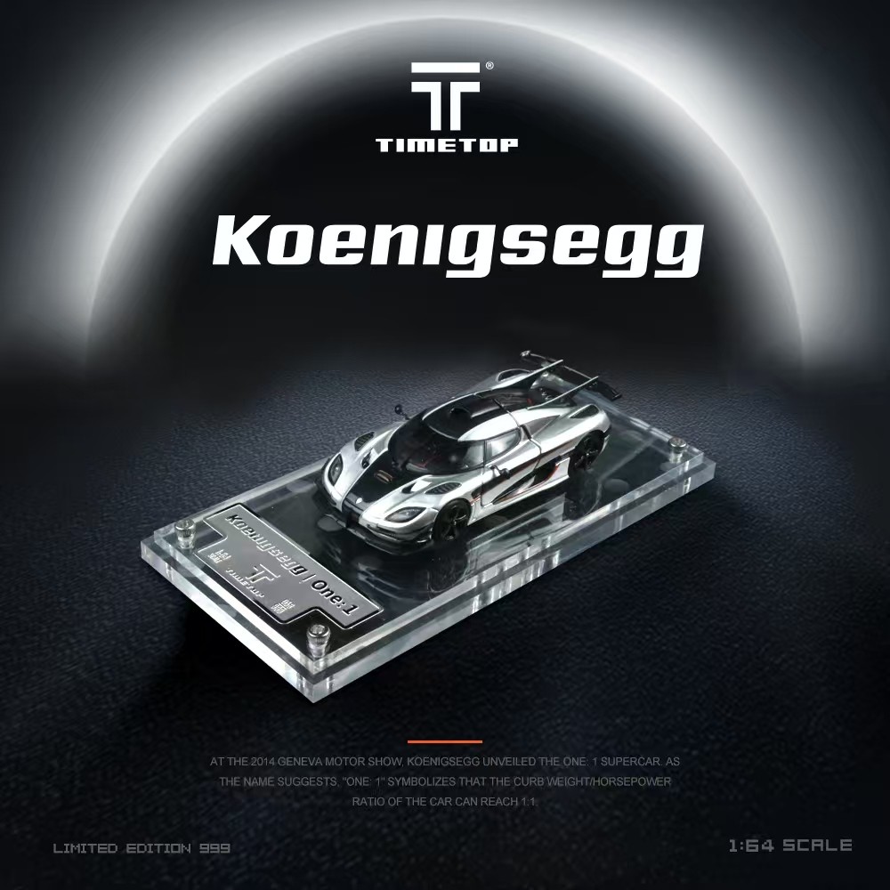 [ORDER] Mô hình xe TIME TOP 1:64 Koenigsegg One 1-Silver TT644810