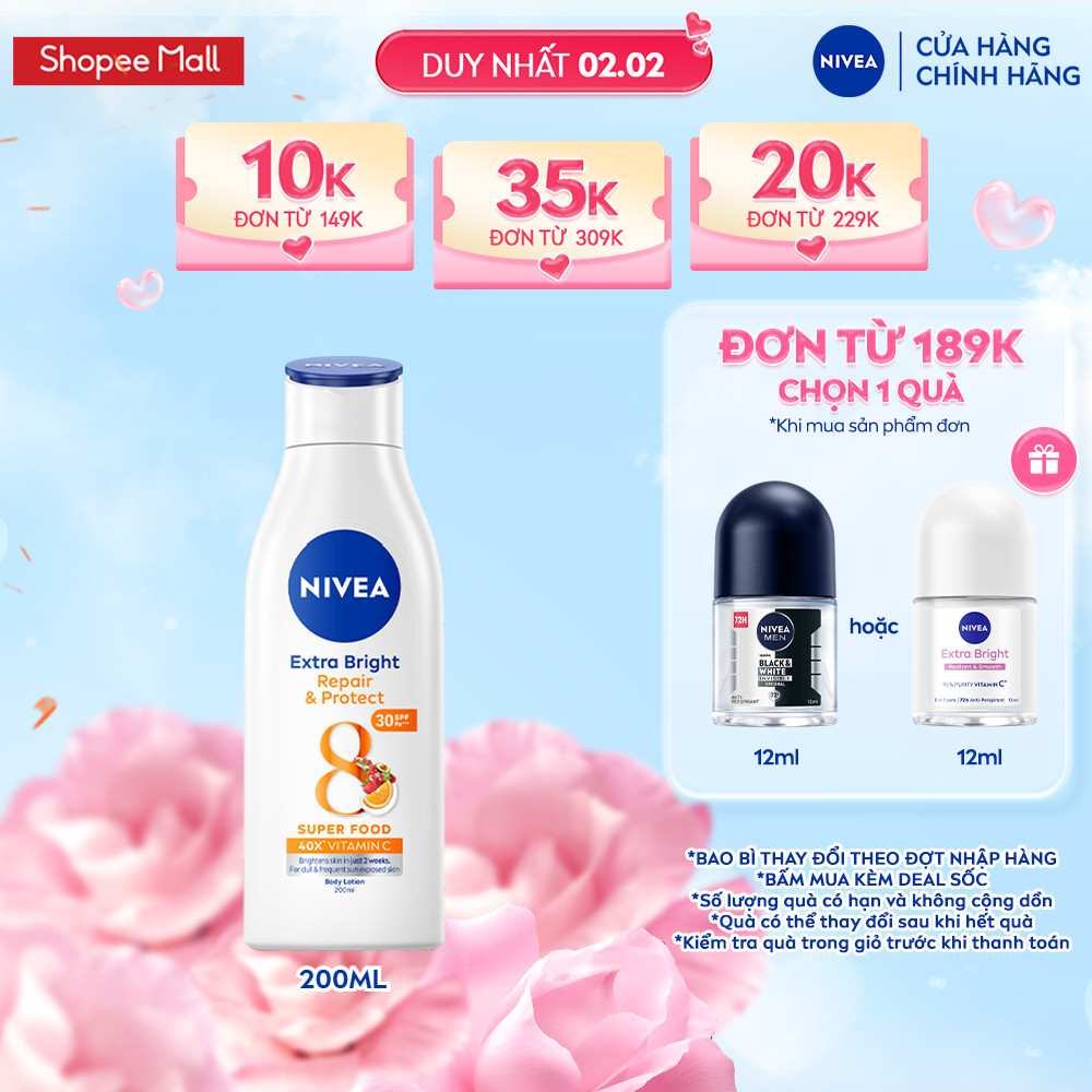 Sữa Dưỡng Thể NIVEA Phục Hồi & Chống Nắng Ban Ngày 8 Super Foods (200 ml) - 88310