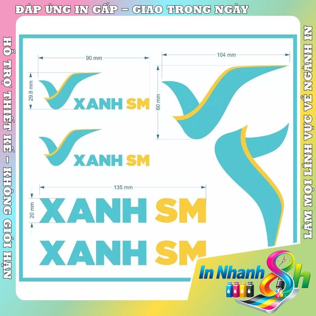 tem dán xanh SM,tem dán ô tô taxi SM,xe máy bike Sm ,mũ bảo hiểm