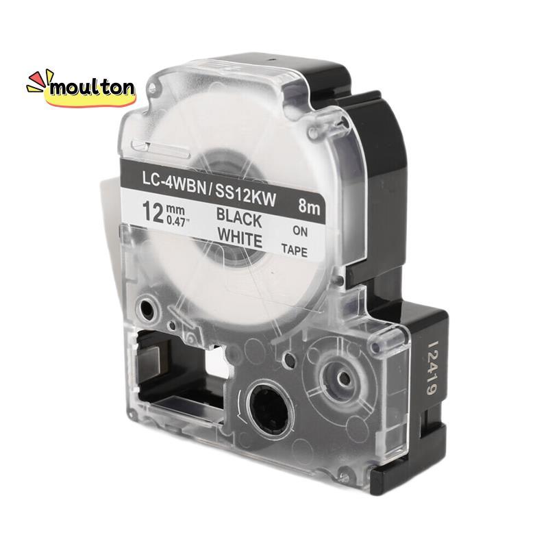 5 Gói Thay Thế -4WBN LC-4WBN9 (SS12KW) Băng Nhãn Cho LabelWorks LW300 LW400 LW500 LW700 Đen Trên Trắ