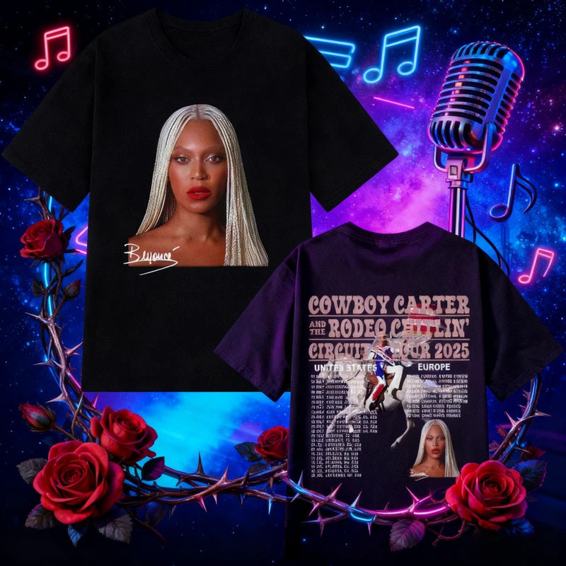 2026 Beyonce Cowboy Carter Tour Áo nam Nữ Size Lớn Quần Áo 1 Cotton Nguyên Chất In Hoa Văn Xù