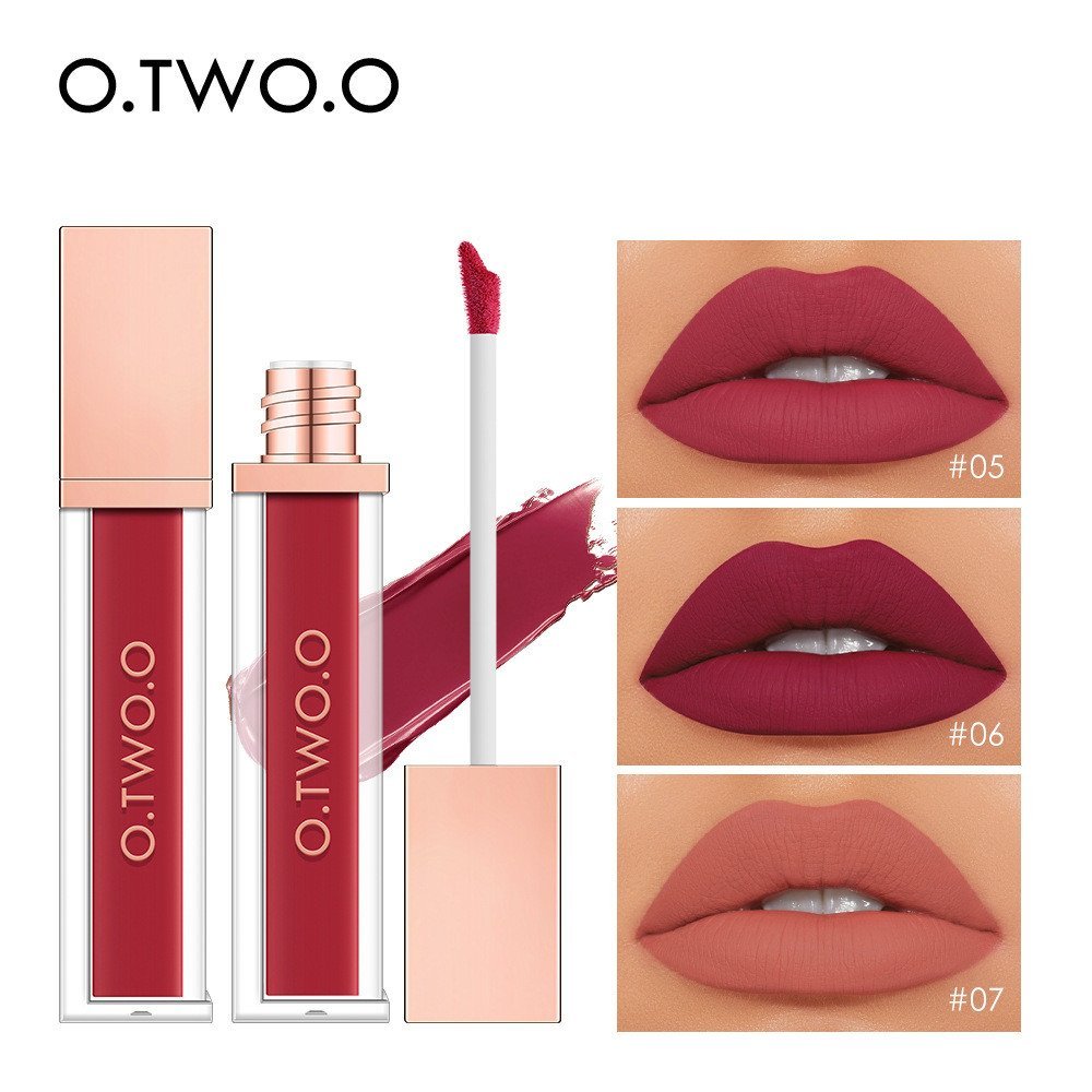 O.TWO.O Cao Năng Lượng Dày Matte 18 Màu Lip Glaze Chống Dính Cup Nhung Matte Lip Gloss Son Môi